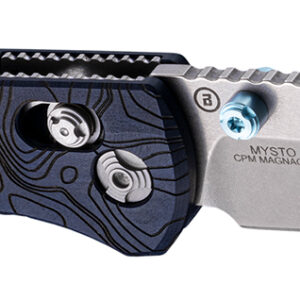 Hogue 24456 Mysto  3.40" Folding Clip Point Plain Black Stonewashed CPM MagnaCut Steel Blade, Maple Valley Richlite Blue Handle