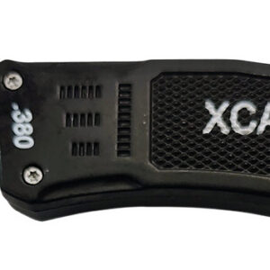 Xcaliber Knife Company  380 ACP  Medium 3.25" OTF Part Serrated Black 440C SS Blade, 4.64" Steel Handle