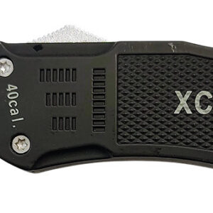 Xcaliber Knife Company  40 Cal  Large 3.80" OTF Tanto Part Serrated Black 440C SS Blade, 5.30" Steel Handle