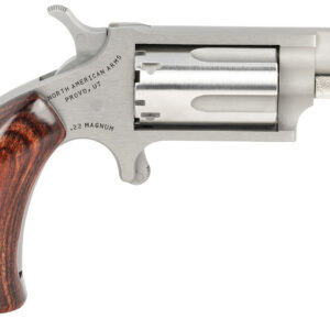 North American Arms 22MGBG Mini-Revolver  Sports South Exclusive 22 WMR 5 Shot 1.63" Stainless Steel Barrel, Frame & Cylinder, Wood Boot Grip, Exposed Hammer