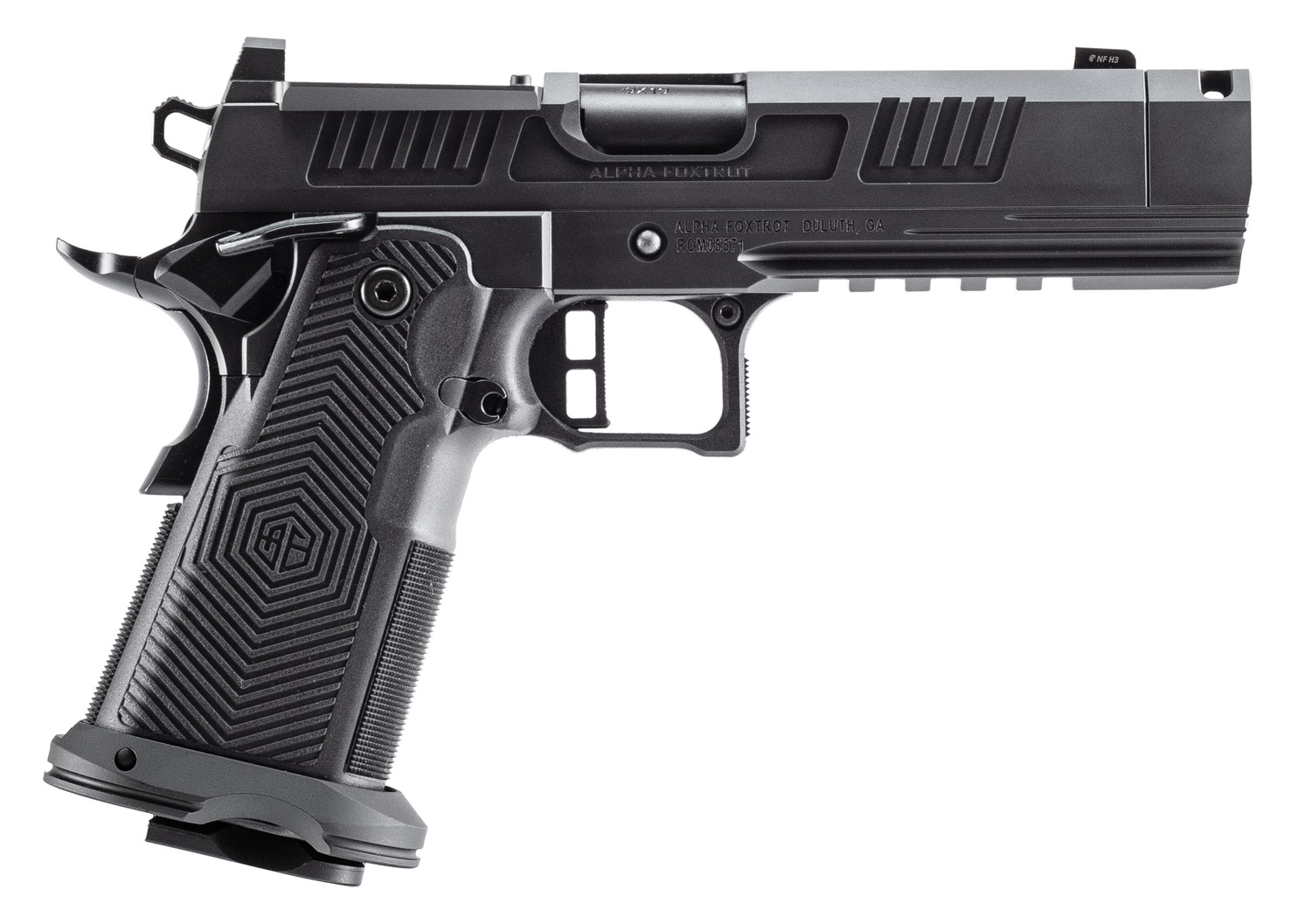 Alpha Foxtrot AA39X2CIG-XDBK17 AF1911 Romulus 10mm Auto 18+1 4.25" Black DLC Stainless Steel Threaded Compensated Barrel, Optic Ready/Serrated Slide & Frame w/Beavertail & Picatinny Rail, RMSc/RMR Foo