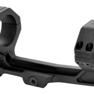 Durable black rifle scope mount with adjustable rings for precision shooting.