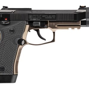 Modern tactical semi-automatic pistol with black and tan finish.