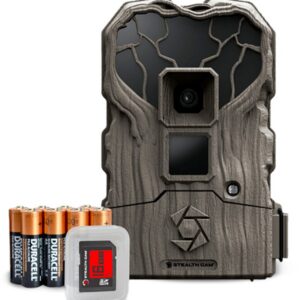 Trail camera with motion detection and night vision features for wildlife monitoring.