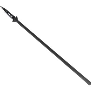 Black-handled throwing dagger with sharp blade for target practice and competitions.