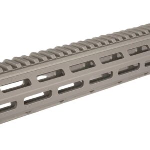 Rifle handguard with M-LOK slots for accessory attachment.