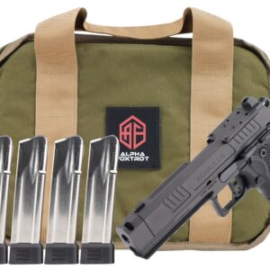 Alpha Foxtrot AA47X1CIG-XDBK20-PROM AF1911 Romulus Promo 9mm Luger 20+1 4.25" Black DLC Threaded Compensated Barrel, Black DLC Stainless Steel Optic Ready/Serrated Slide & Frame w/Beavertail & Picatin