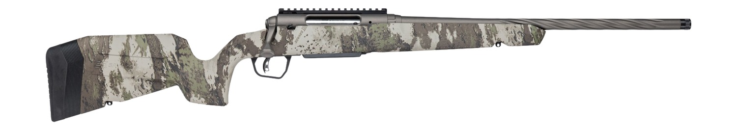 Savage Arms 33210 Axis 2 Pro 6mm ARC 4+1 20" Gun Metal Bronze Cerakote Spiral Fluted Threaded Barrel & Receiver w/Picatinny Rail, Savage Woodland Camo Fixed w/Pistol Grip Synthetic Stock, Right Hand