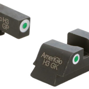 AmeriGlo GL430 Classic Tritium Sight Set for Glock  Green Tritium White Outline Front Sight-Green Tritium White Outline Rear Sight