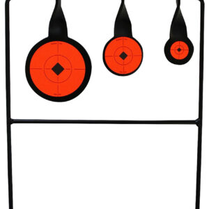 Birchwood Casey 46322 World of Targets Qualifier Rimfire Pistol/Rifle AR500 Steel Black/Orange Bullseye Illustration Impact Enhancement Motion