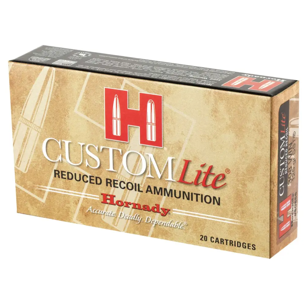 HORNADY CUSTOM LITE 308WIN 125G SST 20RD BX 200RD CASE - Image 2