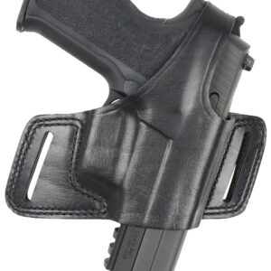 Bianchi 15718 Black Widow  OWB Size 14 Black Leather Belt Slide Fits Glock 17 Fits Glock 19 Fits Glock 22 Right Hand