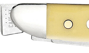 Case 00030 Peanut 2.10"/1.53" Folding Clip/Pen Plain Tumble Polish Chrome Vanadium Blade/Smooth Yellow Synthetic Handle
