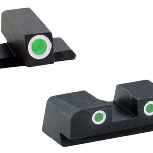 AmeriGlo XD191 Classic Tritium Sight Set for Springfield Armory XD  Green Tritium White Outline Front Sight-Green Tritium White Outline Rear Sight