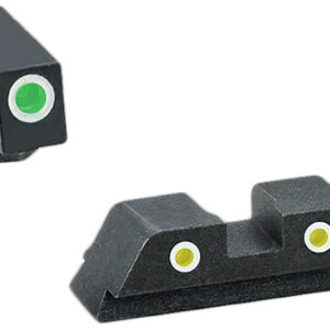 AmeriGlo GL115 Classic Tritium Sight Set for Glock Green Tritium White Outline Front Sight-Yellow Tritium White Outline Rear Sight
