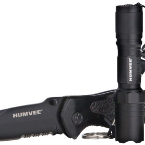 Humvee Adventure Gear HMVKCER1 Rescue Combo 3.25" Folding Spear Point Part Serrated Stainless Steel Blade Black Aluminum Handle Features Glass Breaker/Pocket Clip/Seatbelt Cutter