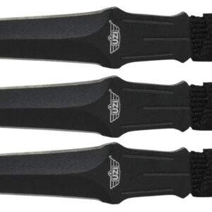 Uzi Accessories UZKTRW003 Throwing Knives  3" Fixed Straight Back Plain Black Stainless Steel Blade Black Nylon Cord Wrapped Handle
