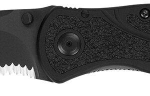 Kershaw 1670BLKST Blur  3.40" Folding Drop Point w/Recurve Part Serrated Black DLC 14C28N Steel Blade Black Anodized Aluminum Handle Includes Pocket Clip