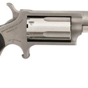 North American Arms 22MGRCHSS Mini-Revolver Carry Combo Sports South Exclusive 22 WMR 5 Shot 1.63" Stainless Steel Barrel, Frame & Cylinder, Black Rubber Grip, Exposed Hammer, Side Carry Holster