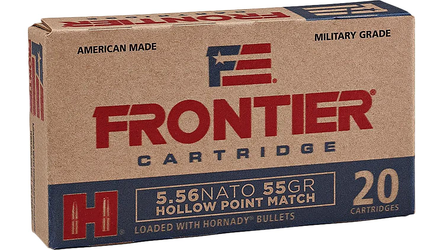 Frontier Cartridge FR240 Centerfire Rifle 5.56x45mmNATO 55gr Hollow Point Match 20 Per Box/25 Case