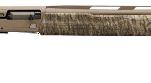 A detailed image of a hunting rifle with a wooden stock and long barrel.