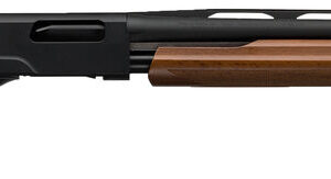 Rifle with wooden stock and black barrel, suitable for hunting and shooting sports.