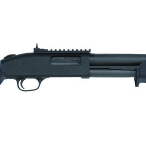 Modern tactical shotgun with adjustable stock and ergonomic design.