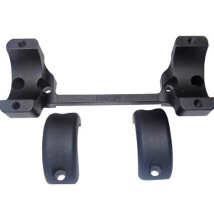 Scope mount with two rings for firearm attachment.