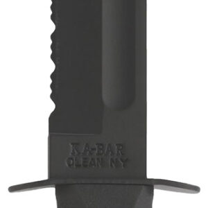 Ka-Bar 1214 Fighting/Utility  7" Fixed Clip Point Serrated Black 1095 Cro-Van Blade, Black Kraton G Handle, Includes Sheath