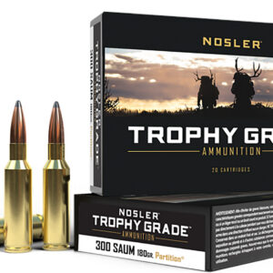 Nosler 60062 Trophy Grade  300RemSAUM 180gr Nosler Spitzer Partition 20 Per Box/10 Case