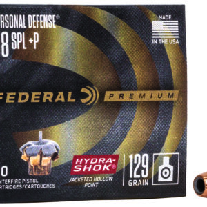 Federal P38HS1 Premium Personal Defense 38Special+P 129gr Hydra-Shok Jacketed Hollow Point 20 Per Box/25 Case