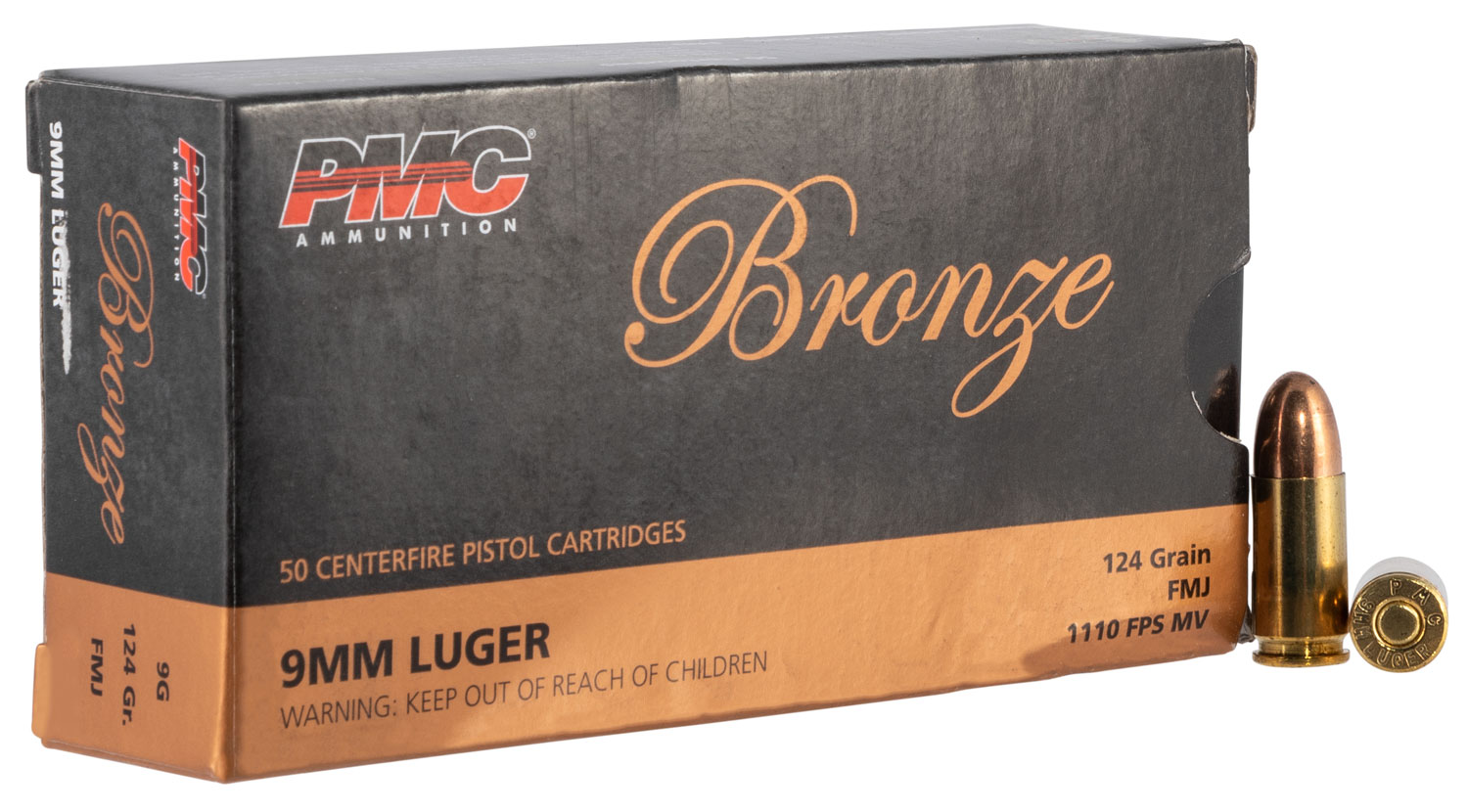PMC 9G Bronze 9mmLuger 124gr Full Metal Jacket 50 Per Box/20 Case