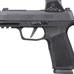 P365 handgun equipped with a red dot sight for improved accuracy and quick target acquisition.