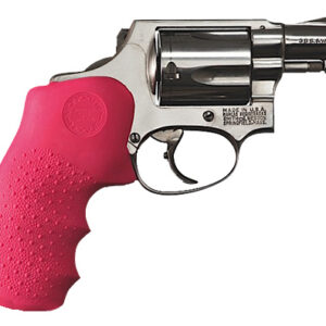 Hogue 60007 OverMolded Monogrip Cobblestone Pink Rubber with Finger Grooves for S&W J Frame with Round Butt