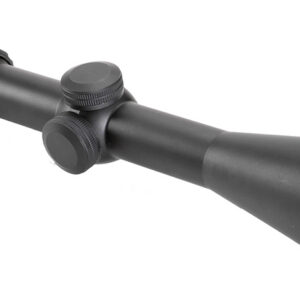 Long-range rifle scope with adjustable zoom and reticle for accurate shooting.