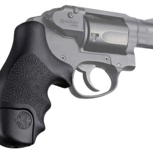 Hogue 60020 OverMolded Tamer  Cobblestone Black Rubber with Finger Grooves for S&W J Frame Centennial with Round Butt, Bodyguard