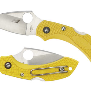 Spyderco C28SYL2 Dragonfly 2 Salt 2.25" Folding Clip Point Serrated H1 Steel Blade Yellow Bi-Directional Texturing FRN Handle Includes Pocket Clip