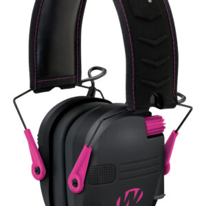 Walker's GWPRSEMPNK Razor Slim Electronic Muff 23 dB Over the Head Black Polymer w/Pink Accents