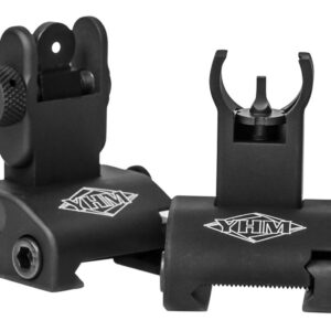 Yankee Hill 5040H Q.D.S. Sight Set  Black Hardcoat Anodized Folding  with Hooded Stem for AR-Platform