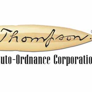 Thompson Auto-Ordnance Corporation logo with stylized text on a beige background.