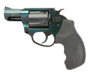 Revolver with a blue barrel and black grip, designed for firearm enthusiasts and collectors.