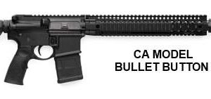 Modern CA model rifle with bullet button, tactical design, black finish.
