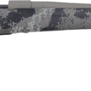 Rifle with camouflage finish and scope for hunting and shooting.