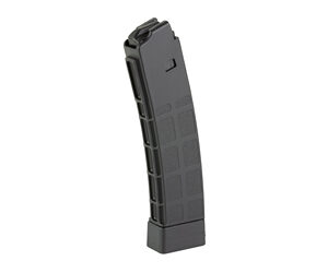 Magazine loader for firearms, black plastic, compact design.
