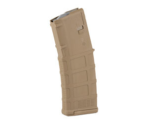 Magpul PMAG rifle magazine in tan color for tactical firearms.