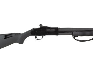 Modern pump-action shotgun with black synthetic stock and barrel.