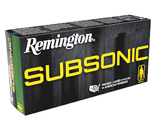 Remington Subsonic ammunition box for quiet shooting and hunting.