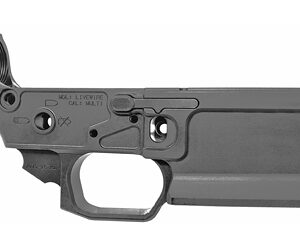Firearm lower receiver frame for rifle or pistol, made of durable metal.