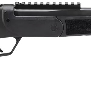Firearm with black finish and tactical design, suitable for shooting sports and self-defense.