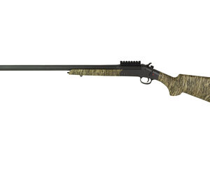 Rifle with camouflage stock and long barrel, suitable for hunting or sport shooting.